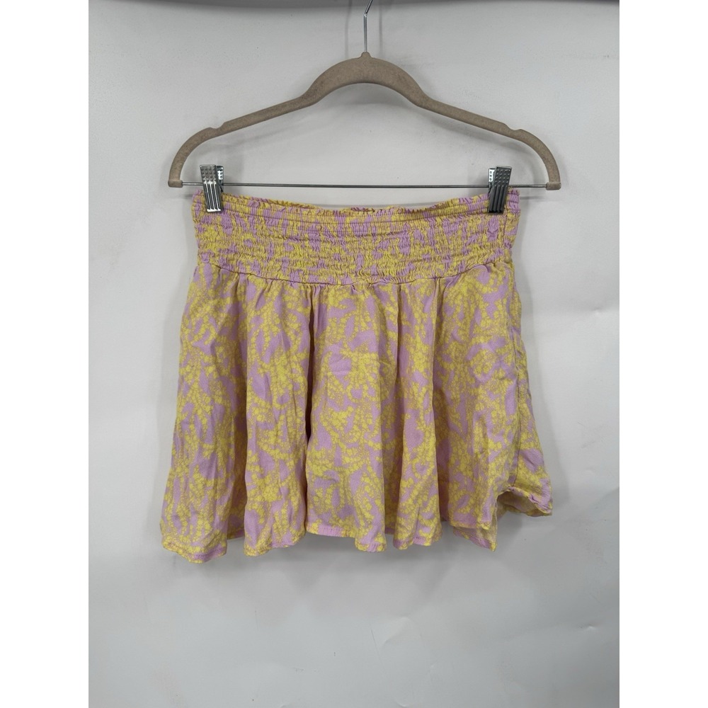 Karlie Floral Skort Women Large Yellow Pink Preppy Fairy Whimsical Easter Spring